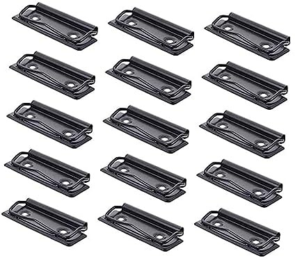 Voragrl 15 Stück Edelstahl-Klammern, Taschenordner, Büroordner, Schwarz, Montierbare Klemmbretter, Clips, Akten