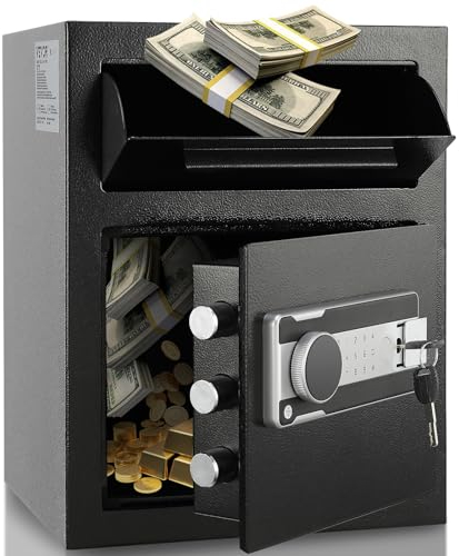 VEVOR Cassaforte con Serratura in Acciaio Laminato a Freddo Capienza 1,7C, Cassaforte Deposito con Serratura Password 3-12 Cifre Chiavi per Documenti Contanti in Casa, Cassaforte con Serratura Codice、