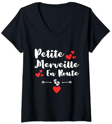 Petite Merveille En Route - Annonce Grossesse Future Maman T-Shirt avec Col en V