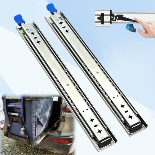 Schubladenschienen Vollauszug 250 300 350 400 500 600 700 800 900 1000mm 3 Falten Kugellager Schubladenauszüge Küchenschrank Schubladenführungen Schienen 120kg Tragkraft 1 Paar ( Color : With Lock , S
