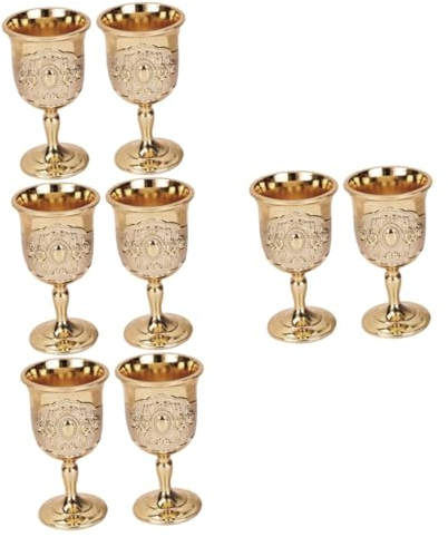 TOPBATHY Calice Gothique 8 Pièces Gobelet Vintage Ornement Rétro Coupe De Vin Rouge Coupe De Calice De Vin Verres à Liqueur Rétro Verres à Vin Calice Tasse D'eau Bénite Délicat Métal Verre De Grillé