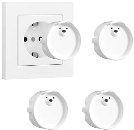 LLMtn Lot de 4 prises de type F, boîte en silicone, couvercle décoratif/coque de protection contre la poussière, cache-prises, cache-poussière, dispositifs de protection (4 blanc)