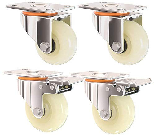 MUCSAH Roulettes À Plaques Roulettes Lourdes de 5 Pouces Roulettes de Transport Industriel Roulettes de Pied Pivotantes Universelles Avec Roulettes de Frein Table de Travail Roue En Nylon Double Roule