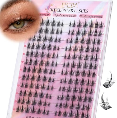 EMEDA Manga Cluster-Wimpern, 10mm 12mm 13mm 14mm Mix Individuelle Natürliche Clusterwimpern DIY Extensions, C-Locke 3D Flauschige Wimpernbüschel (Moonlight)