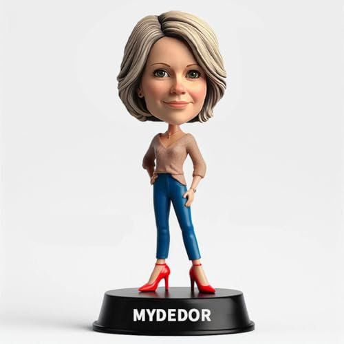 mydedor Figura personalizada profesional de mujer Bobblehead en traje marrón con tacones rojos, figura personalizada hecha a mano para el Día de la Madre, elegancia independiente, grandeza