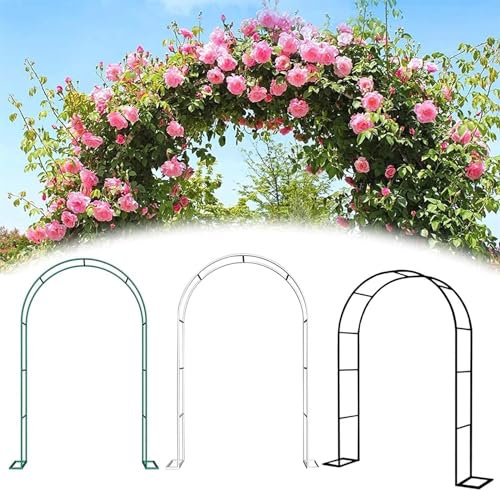 HFVUYAR Metall-Gartenbogen-Spalier für Kletterpflanzen, 1,8 m hoch, stabil und langlebig, wetterbeständig, Pergola für Rosen und Weinreben, schwarz und grün, 1,4 m breit, verschönert Ihre Außendekor