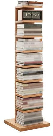 Zdlopteron Bücherregal Unsichtbar Stehend 6–8 Ebenen bücherregal schmal hoch,bücherturm freistehend mit Holzrücken, bodenstehende Buchorganisatoren,eckbücherregal for das Home Office(8Tier)