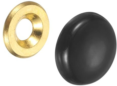 sourcing map 20 Pcs 16.8 mm Decorative Caps Cover Nails, Zinc Alloy Screw Covers Caps Mirror Fixing Screws for Mirrors, Coffee Tables, Wooden or Glass Furniture, Black