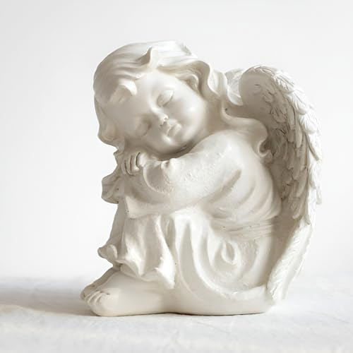 Tuzsocr Cherubs Engels Figur,Kleine Cherub-Statue,Schlafende Engelsstatue,Betenden Engels Skulptur,Grabengel Ornament,Engel Figuren mit Flügel,für Wohnzimmer Schlafzimmer Garten Tischdeko (Stil 2)
