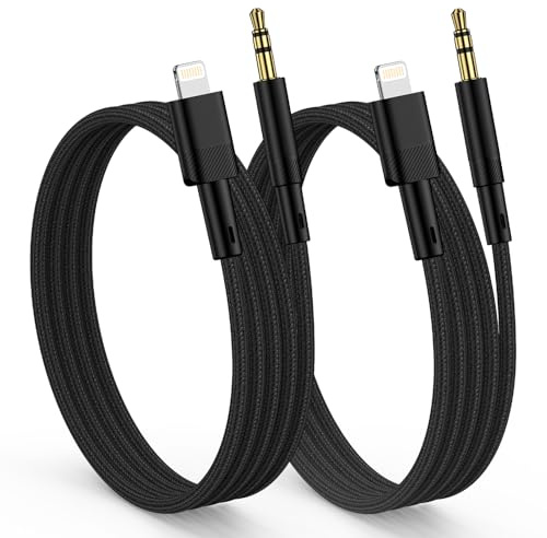 kigpozi 2 Stück Aux Kabel für iPhone, 1M 3.5 mm Aux Auf Lightning Kabel | 3.5mm Aux Auf KlinkeKabel,für Audio/Auto/Stereo/Kopfhörer/Lautsprecher,für iPhone14 13 12 11 Pro Max X XS 8 7 6 SE iPad