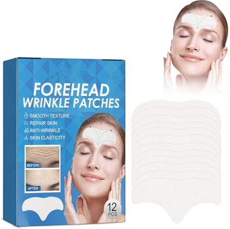Parches antiarrugas para la frente 12 Packs, Tiritas hidratantes para la frente, Parches Hidratantes Frente Arrugas, Máscara para la Adecuada para Hombres y Mujeres
