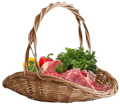 Panier Fioraia | Panier en Osier avec poignée | Lampe décorative et Pannier de Rangement pour Le Mariage, la Plage, Les Meubles de la Maison, la Cuisine, Les Fruits, légumes et Le -Manger