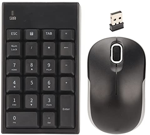 BAFOVY Combo Mouse con Tastierino Numerico, Tecnologia Wireless, 22 Tasti, 1200 DPI, per Banche e Scuole
