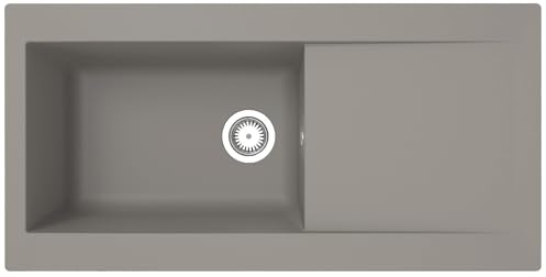Respekta évier en matériau minéral Denver gris béton/modèle encastrable 1 bac 100 x 50 cm/compatible avec meubles sous plan à partir de 60 cm de large / DENVER100X501BG