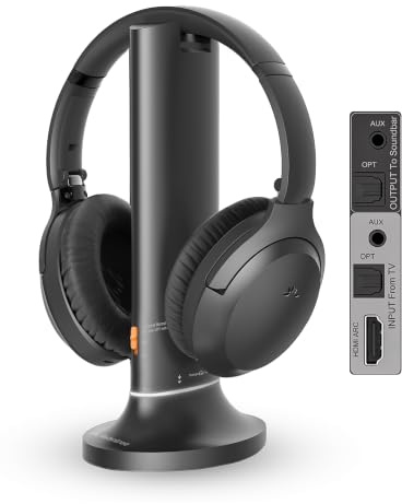 Avantree Opera Aura - Auracast Casque TV sans Fil avec HDMI Arc | système Audio TV pour Seniors, Voix claires, Amplification du Volume & Partage Audio, Pass-Through Optique