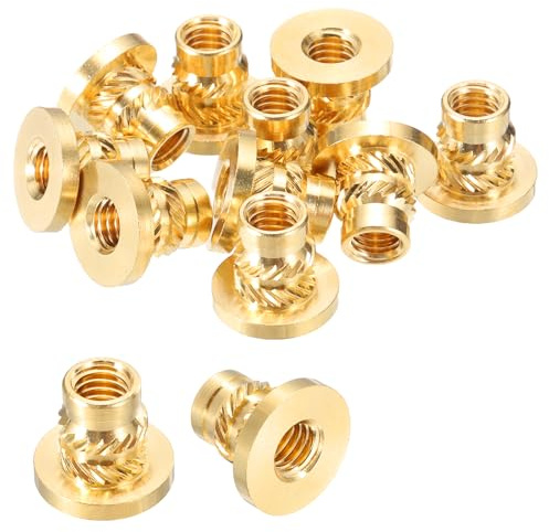QUARKZMAN 10 Pcs Inserti Filettati M6 x 11.7mm H x 8.7mm OD Ottone Dadi A T | Per Componenti In Plastica E Stampa 3D, Metrico A Ghiera Flangiata, Inserti Termoincollanti, Filettatura Femmina