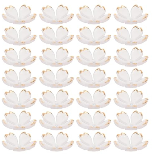 Alipis 100 Pezzi Perline Acriliche Fiore Ciliegio Bianco per Creazione Gioielli, Accessori Chioma Versatili in Acrilico, per Occasioni Speciali