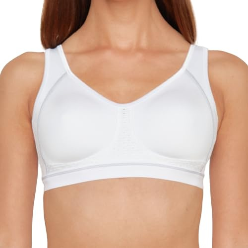 Susa Sport BH Damen ohne Bügel Move medium I Damen-BHS mit vorgeformten Cups I Sport Crop Top BH I Starker Halt I Transportiert Schweiß zuverlässig ab I weiß I 95C