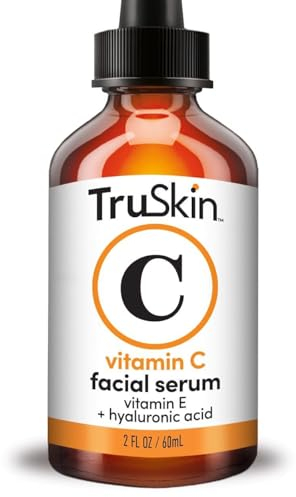 TruSkin Vitamin C Serum - Anti Aging Vitamin C Gesichtsserum mit Hyaluronsäure, Vitamin E, Aloe - Aufhellendes Serum für dunkle Flecken, Augenpartie, feine Linien & Falten, 2 Fl Oz