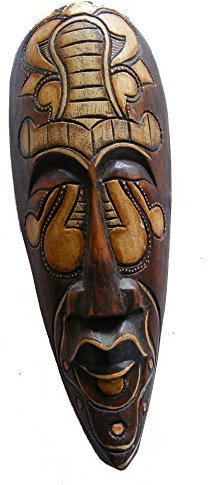 One World is Enough 31cm Indigenous Borneo Tribal Long Hand Carved Wooden Tribal Mask - Fair Trade