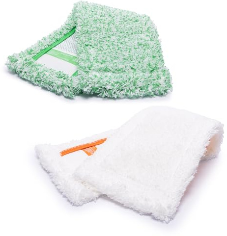 Jemako Bodentuch Set grüne Faser lang und weiss kurze Faser 42cm für glatte und glänzende Böden sowie Kunststoffböden inkl. Wäschenetz