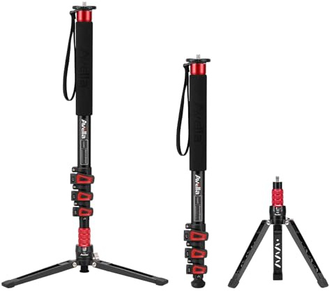 Avella A324D Aluminum 67 Inch Camera Monopod Professional Telescopic Video Monopods Base Tripod for Canon Nikon Sony Olympus Panasonic DSLR Camera Black