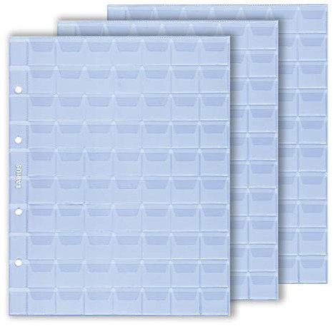 Larius Group 5 x Münzhüllen Münzalbum Münzblätter, 26 – 35-41 - 58 mm Ø Verschiedene Größen, Für Münzen, Gedenkmünzen, z.B. 2 Euro Münzen (70 Fächer – bis 18 mm Ø)