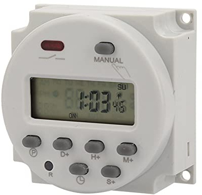 Timer-Steckdose, 7 Tage programmierbare Zeitschaltuhr mit digitaler Anzeige für Steckdosen 1S~168h 5VA für elektronische Steuerung Con(12VDC)