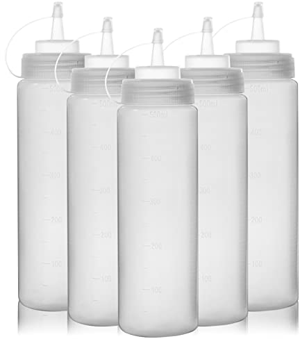 Happybase 16oz Squeeze Flasche, 5 Stück 500ml Plastik Quetschflasche Mit Kappen, Condiment saucenflasche für Ketchup, Grill, Saucen, Sirup, Dressings