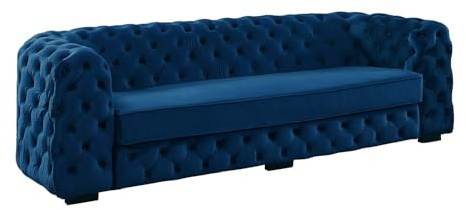 Vente-unique-Divano 3 posti Chesterfield in velluto blu notte - STANLEY