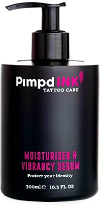 PimpdINK Moisturiser & Vibrancy Serum Tattoo Aftercare for Protecting and Restoring your Inks colours (300ml Pump Bottle)