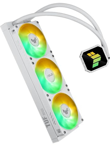 ASUS TUF Gaming LC III 360 ARGB White Edition - Refrigerador de CPU líquido todo en uno, incluye triple ventilador, mangueras de 400 mm, Intel LGA 1851, 1700, 1200 y AMD AM5, AM4, iluminación Aura
