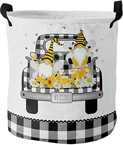 Aufbewahrungskorb Für Wäsche Sweet Honey Been Schwarz Weiß Büffel Plaid Kleider Tasche Mit Henkel Modern Wäschesack Laundry Baskets, Für Kissen, Schlafzimmer