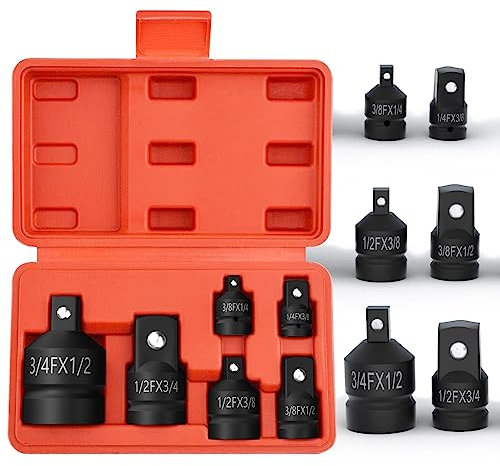 NefLaca 6Pcs Impact Socket Adapter Set - 3/4 to 1/2, 1/2 to 3/8, 1/4 to 3/8 Convertor Adapter Set with Mirror Finish