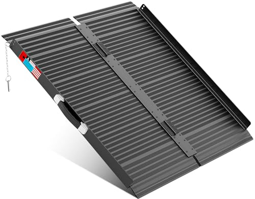 WHALEMOTOR Black Portable Wheelchair Ramp, 3FT No-sew Non-Slip Aluminum Wheelchair Ramp, Folding Portable Wheelchair Ramps for Home, Weight Capacity Up to 800 LBS, Loading Dock Plates