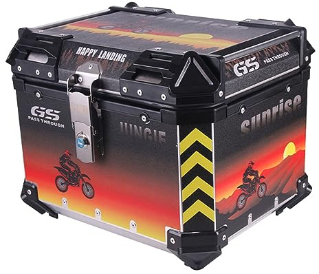 CcacHe Motorcycle Trunk With Back Rest, 45L Motorcycle Top Box For Back Seat, Heavy Duty Top Case Tour Pack Tail Box Aluminum With Security Lock, For Helmet Luggage (Color : C, Size : 45L)