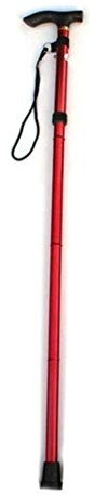 SilteD Canes Trekkingstöcke Gehstock, zusammenklappbare Stöcke aus Aluminiumlegierung mit T-Griff, Teleskop-Trekkingstange, rutschfeste Kletterkrücken (Farbe: Rot)