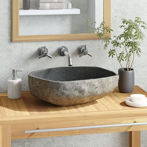 KOIECETA Lavabo Ovalado Lavamanos de Baño de Aseo Uso Diario Adorno para el Baño o la Cocina Superficie Interna Pulida Suave de Piedra Natural (45-53) x (34-41) x 15 cm (W x D x H)