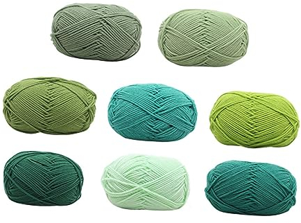 CORHAD 8pcs Milk Cotton Yarn 4-Strand Cotton Knitting Yarn Set for DIY Hand Knitting Accessories, Random Green Shades, Suitable for Sweaters, Scarves and Home Crafts