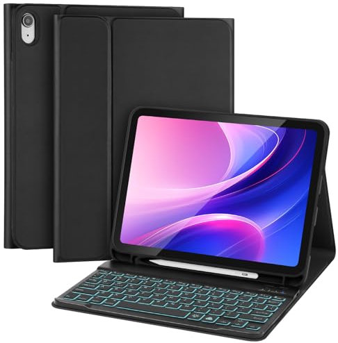 AXFEE iPad 10th Generation 2022 Keyboard Case, 10.9 Inch iPad 7 Color Keyboard with Case, UK Layout, Ultra Slim Bluetooth Keyboard with Pen Holder, Detachable