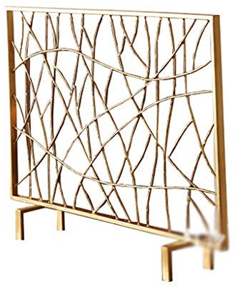 CLLBANT Kaminschirm Wohnzimmer Europäischer Echter Kamin Kaminzaun Schmiedeeisenrahmen Schirm Trennwand Kaminabdeckung Gold Mit Netz Funkenschutzabdeckung Kleines Geschenk