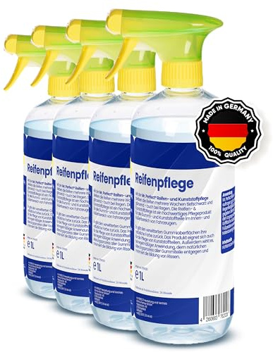 Mr. Perfect® 4x1L Reifenglanz - Auto Kunststoffpflege & Gummipflege für Außen - Schwarz - Reifenpflege für Reifenglanz - Autoreifen Pflege und Reifen Reiniger - Reifenschwarz Auto