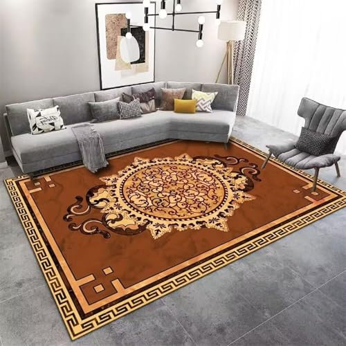 RUGMRZ Outdoor TeppichBaby Teppich Mädchen Kinder Zimmer 200x250CM small Rugs for Living Room Sale BraunRetro-Blumenmuster Antifouling strapazierfähiger