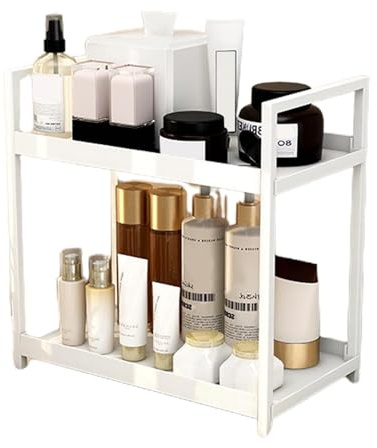 Estante organizador de escritorio de 2 niveles - Estante de almacenamiento de maquillaje independiente, estantería pequeña de doble capa | Cosméticos, libros y accesorios, soporte de escritorio para b