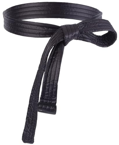 GORGECRAFT 1.8m Cintura in Tessuto Cintura in Vita Cintura in Piumino Nastro per Cappotto Nero Lucido Donna Cinture di Ricambio in Cotone Imbottito Fascia in Vita Fibbia Regolabile Tuniche Lunghe