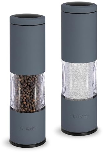 TLYSXPRO Salt and Pepper Grinder Set with Adjustable Coarseness | Manual Pepper Mill Grinder with Refillable Design | Ceramic Core | Kitchen Essential (2 Packs, Blue-Grey)