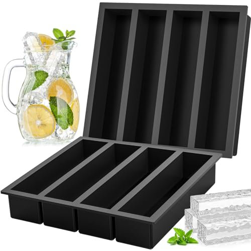 Werwing Bandejas de silicona para cubitos de hielo, 2 moldes apilables grandes y flexibles para whisky, hielo Collins y mantequilla, diseño duradero y suave (negro)