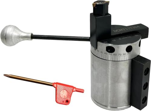 MachEl Heavy-Duty Radius Ball Turning Attachment for 7/14 & 7/16 Mini Lathes Fits Similar & Larger Lathe Machines Maximum 65mm Radius Capacity DCMT11T304 Carbide Insert Bearing Base with 0–90° Side