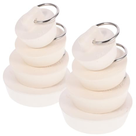 Garneck 8pcs Rubber Sink Drain Plug Set Multifunctional Tub Stopper with Hanging Ring Flexible Water Seal for Bathroom Kitchen Wash Basin Home Use