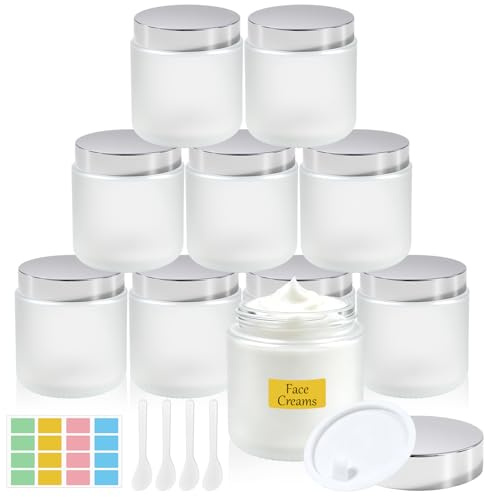 Prebarfun 120ml Glass Jars for Cream, 10Pcs Frosted Cosmetic Jars